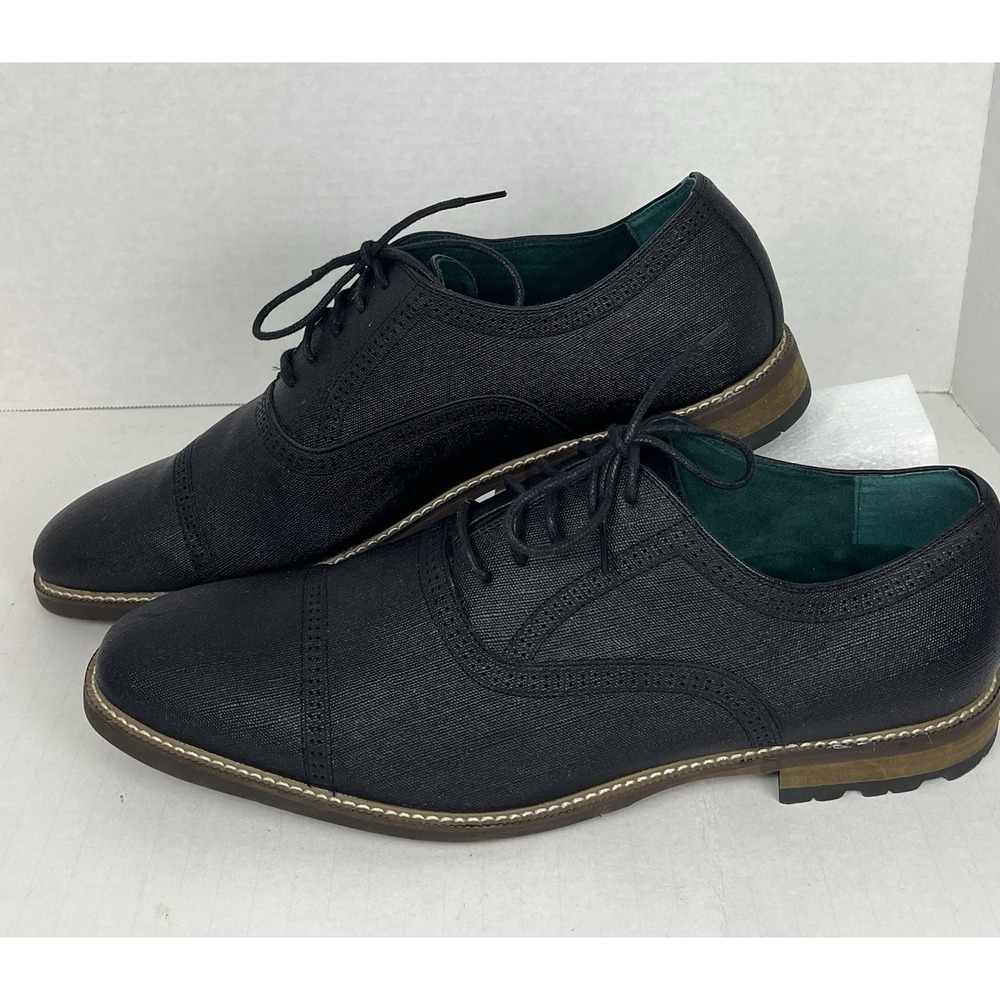 Todd Welsh Mens Black Synthetic Leather Oxford Plain Toe Dress Shoes 13M